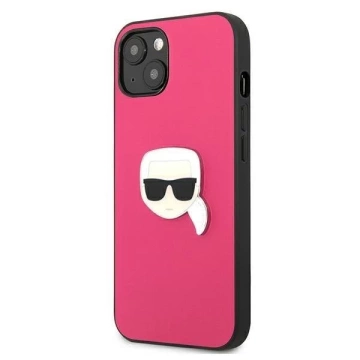 Karl Lagerfeld KLHCP13SPKMP iPhone 13 mini 5,4" różowy/pink Hardcase Leder Ikonik Karl`s Head Metal